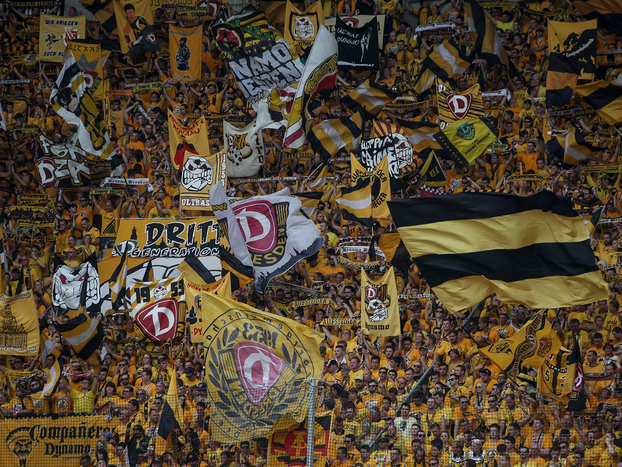 Dresden fans during August's victory over RB Leipzig