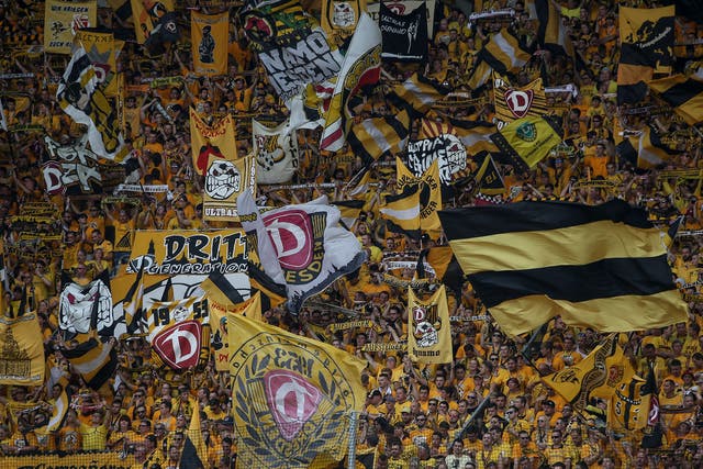 Dresden fans during August's victory over RB Leipzig
