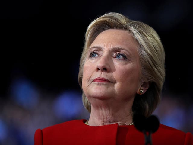 Democratic presidential nominee former Secretary of State Hillary Clinton speaks during a campaign rally at North Carolina State University on 8 November, 2016 in Raleigh North Carolina