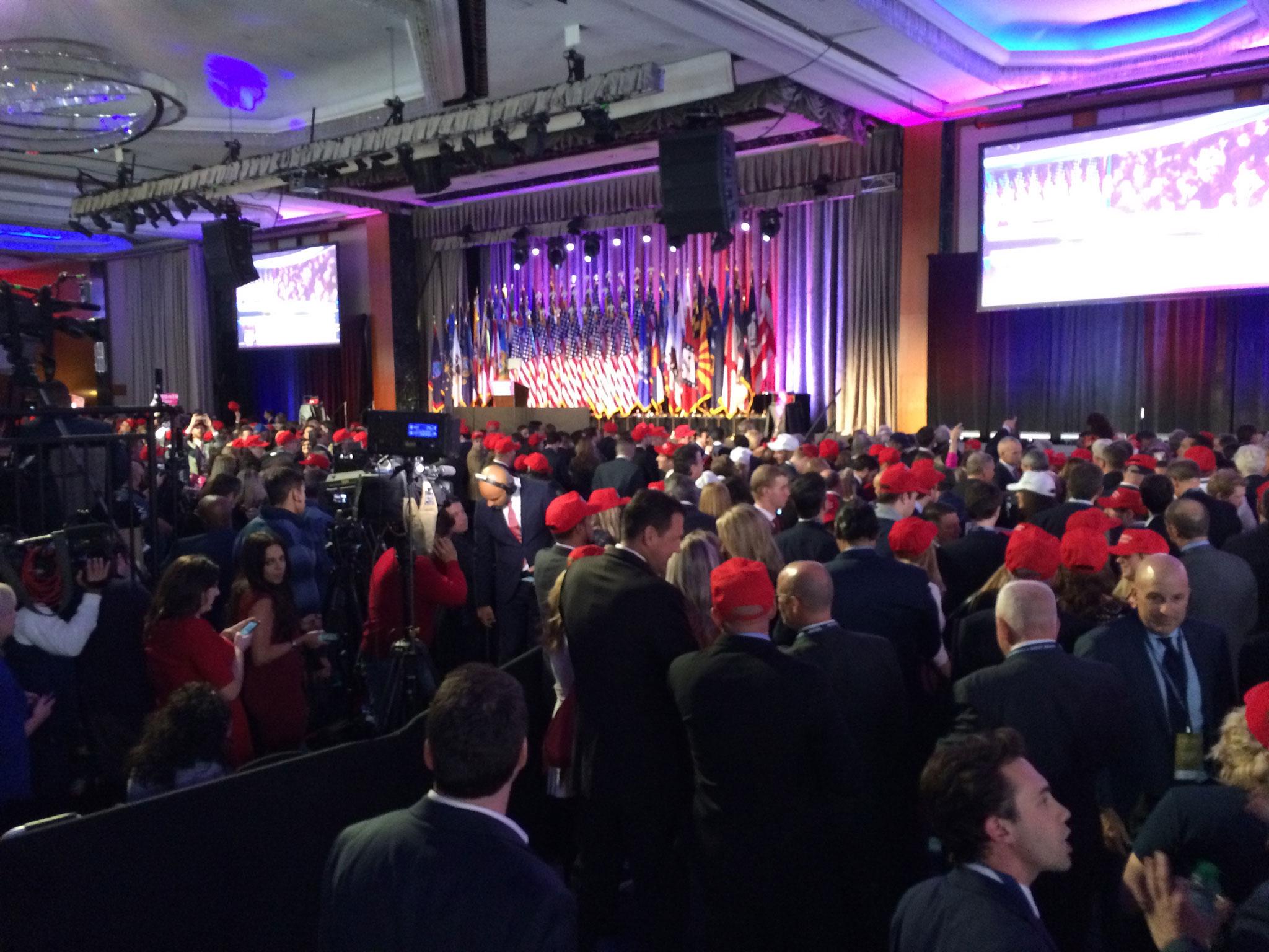 The crowd grew impatient as the election went into Wednesday morning