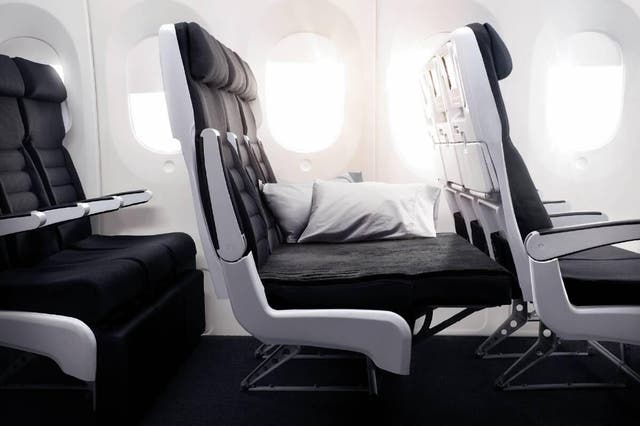 Which airline offers a "SkyCouch" for two?