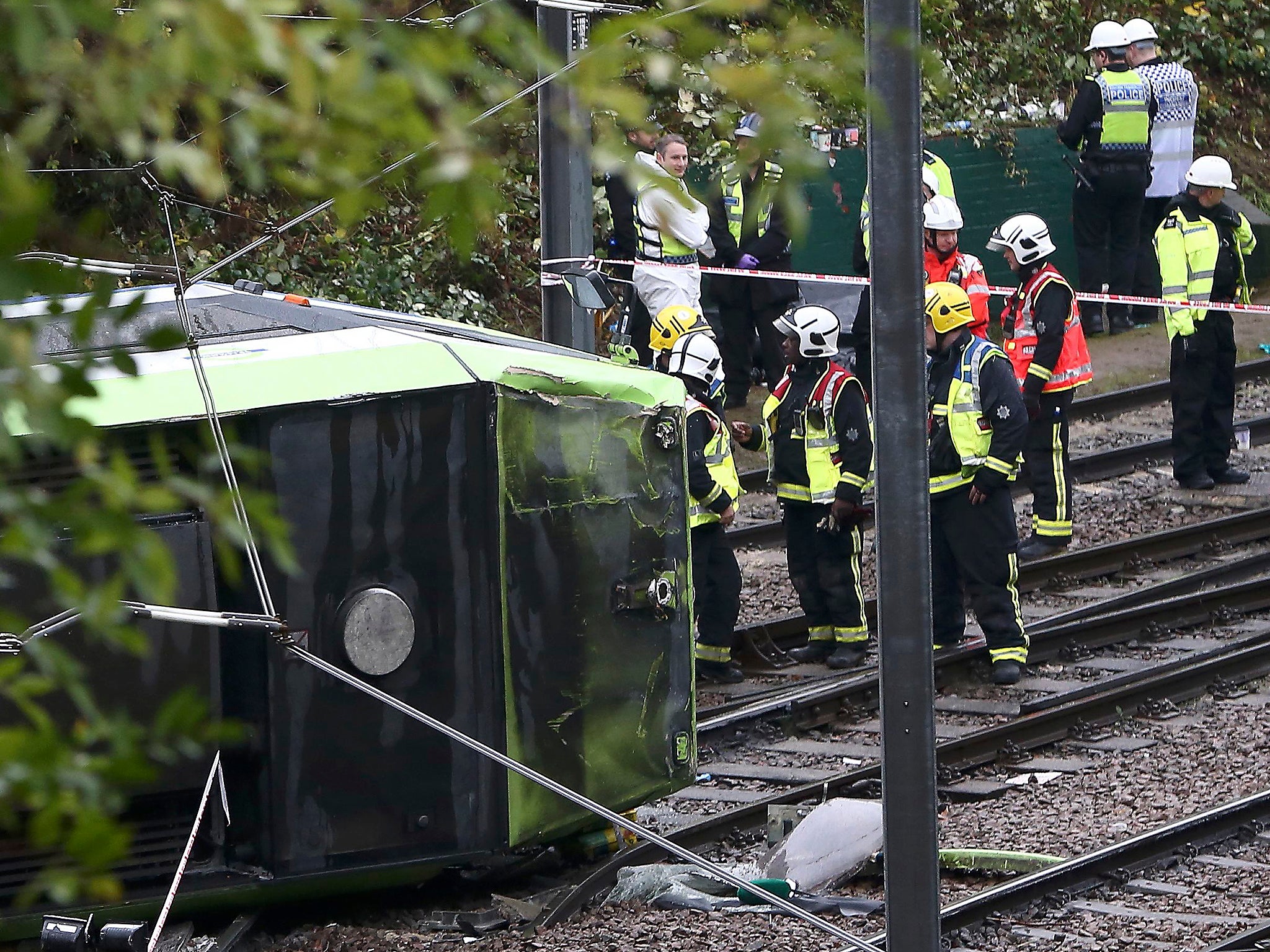 The accident happened after the tram made a sharp turn at 45 mph in heavy rain
