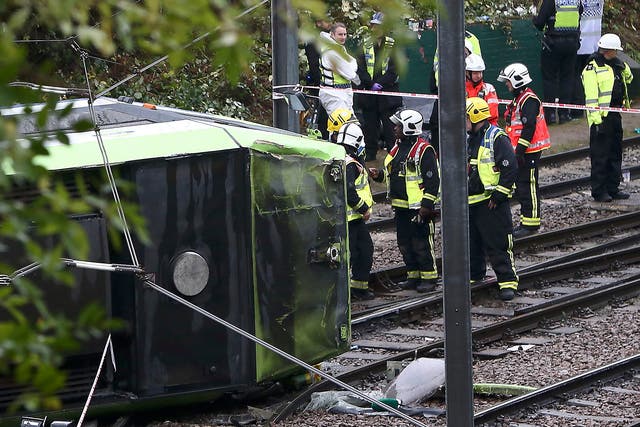 <p>The accident happened after the tram made a sharp turn at 45 mph in heavy rain</p>