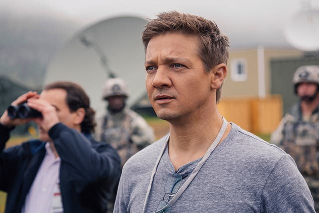 <p>Jeremy Renner in a scene from 'Arrival'</p>