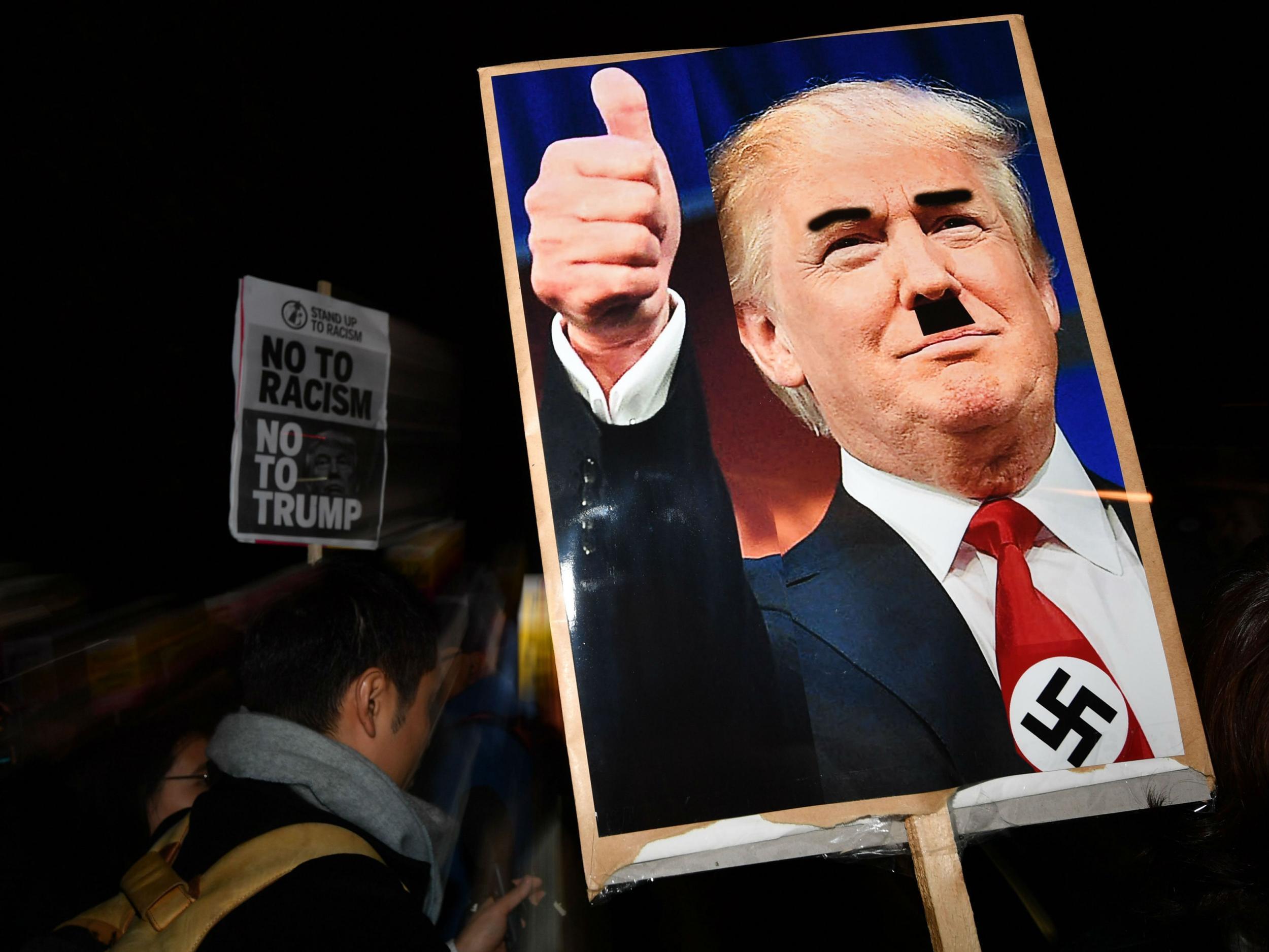 The EDL Protested Against Donald Trump Protests And Only Two People   Hitler Trump 