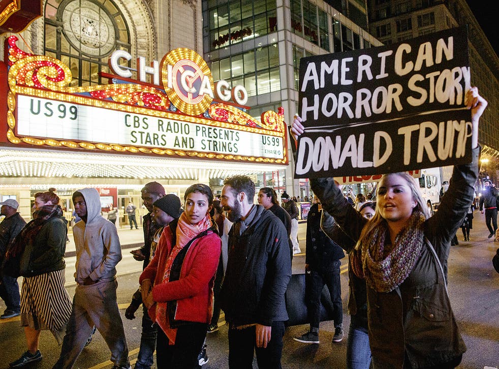 Demonstrators protest against Trump in Chicago, Illinois