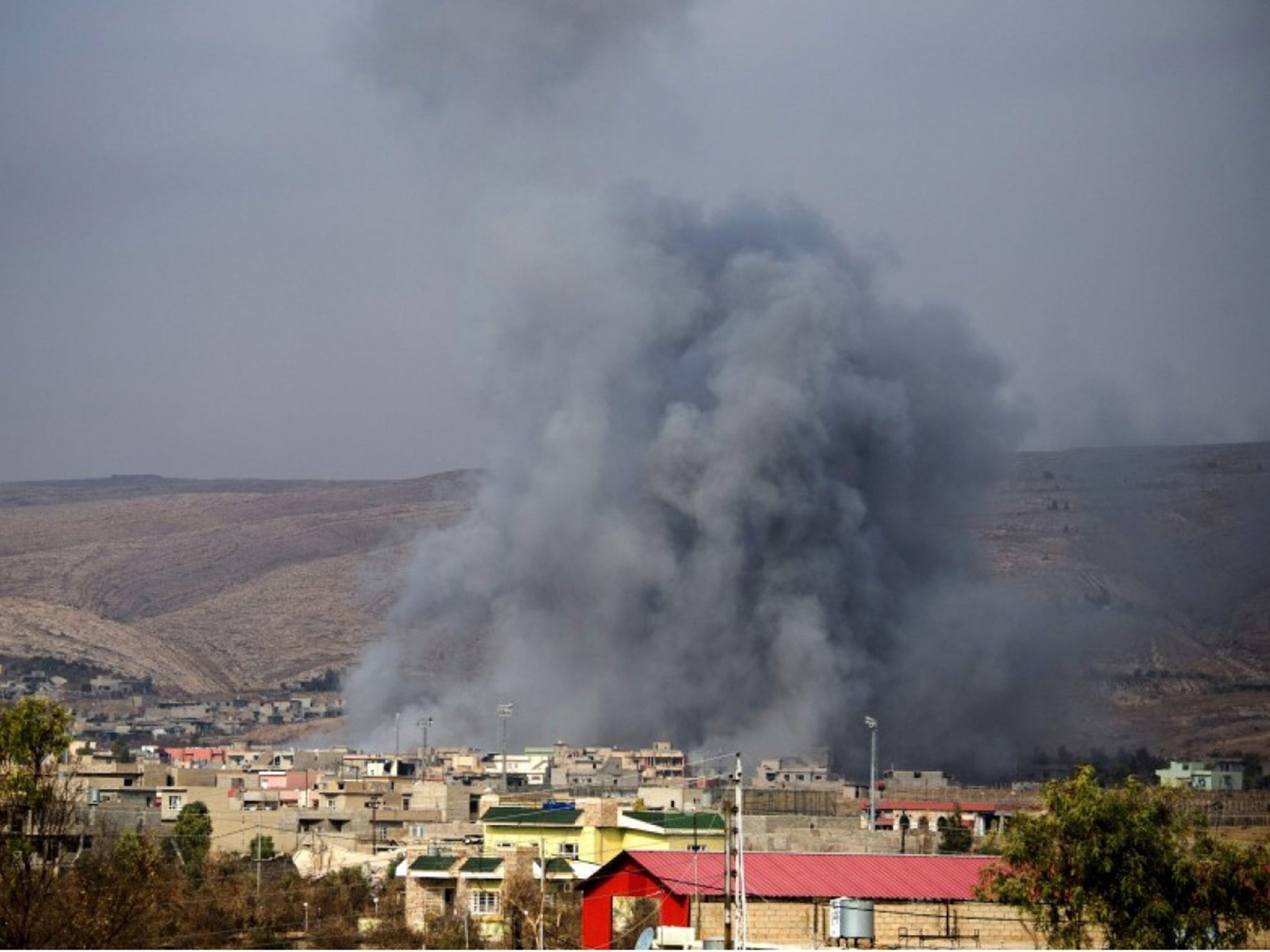 An air strike in Bashiqa, northern Iraq, on Tuesday