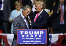 Nigel Farage jokes about Donald Trump groping Theresa May
