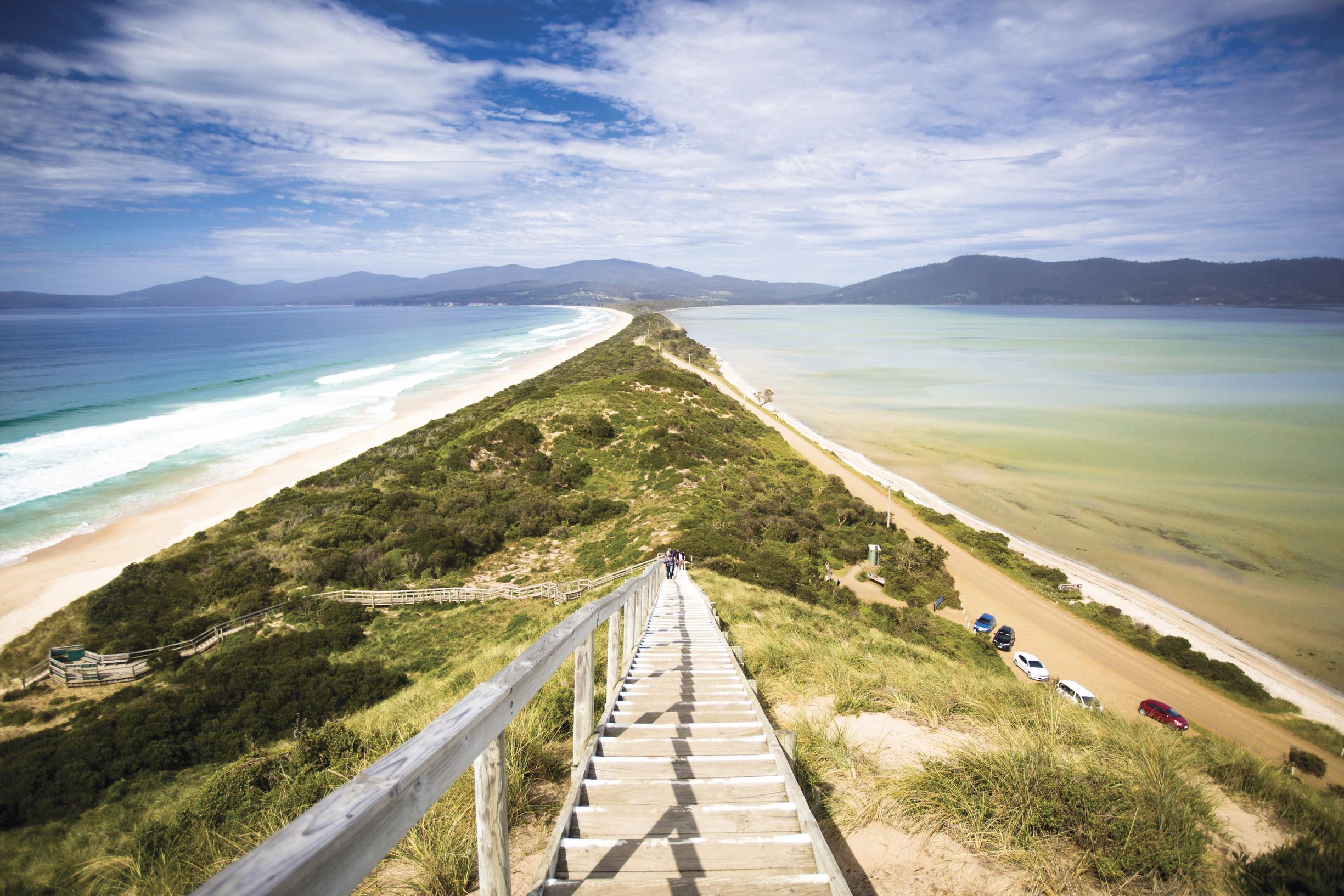 Neck Beach, which connects the north and south of Bruny