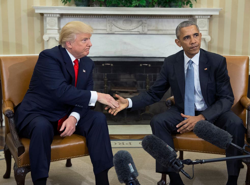 Donald Trump meeting with Barack Obama following election win
