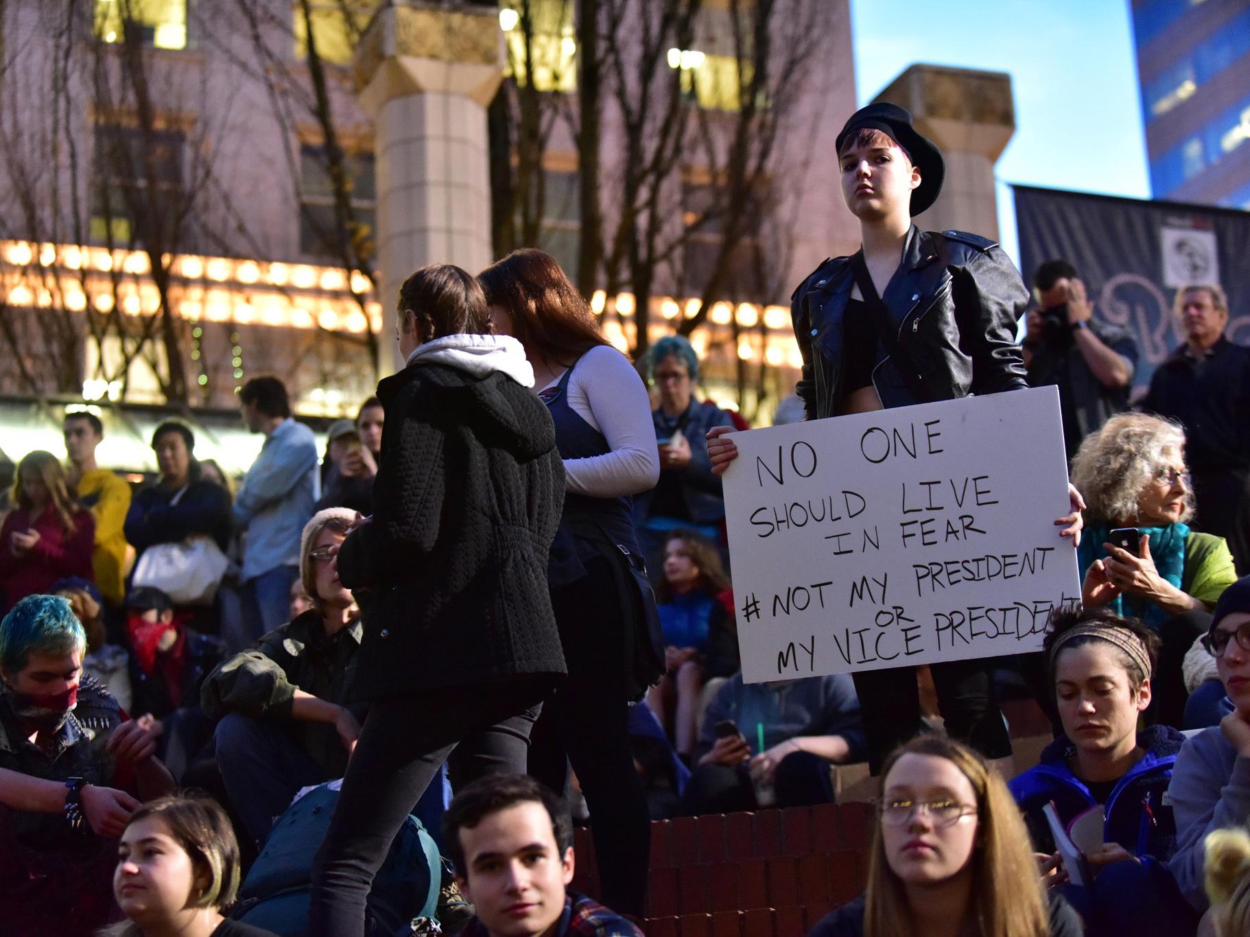 There have been a number of protests against Mr Trump's election victory - including some in Portland, Oregon