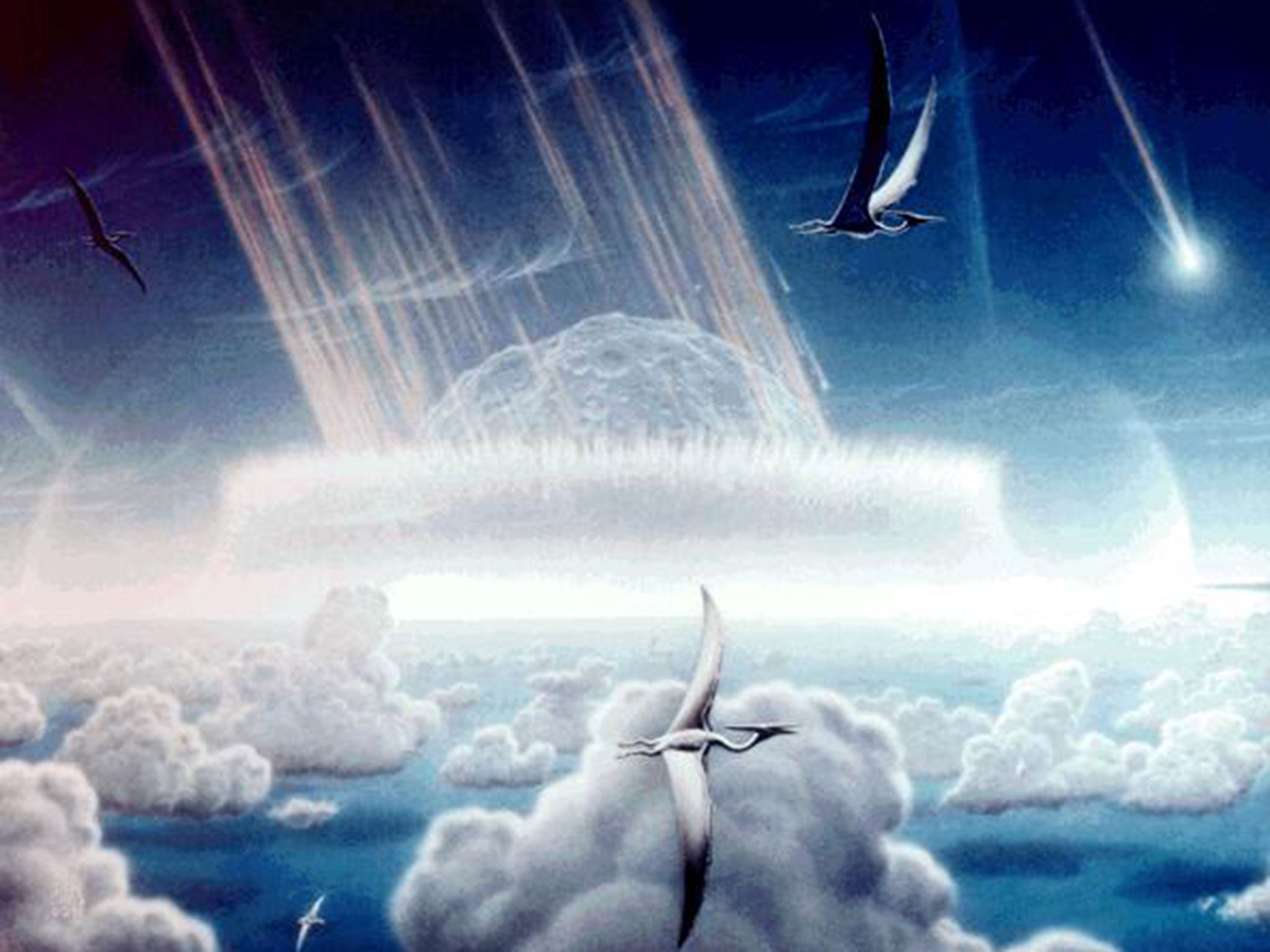 An artists impression of the Chicxulub asteroid which is believed to have wiped out the dinosaurs