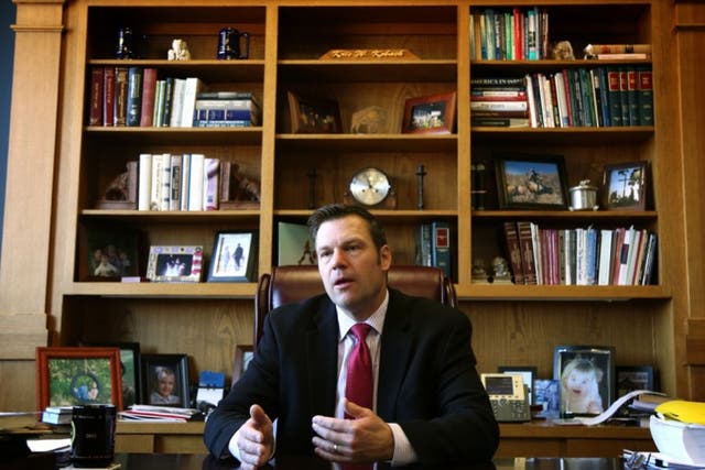 Kansas Secretary of State Kris Kobach in his office in Topeka