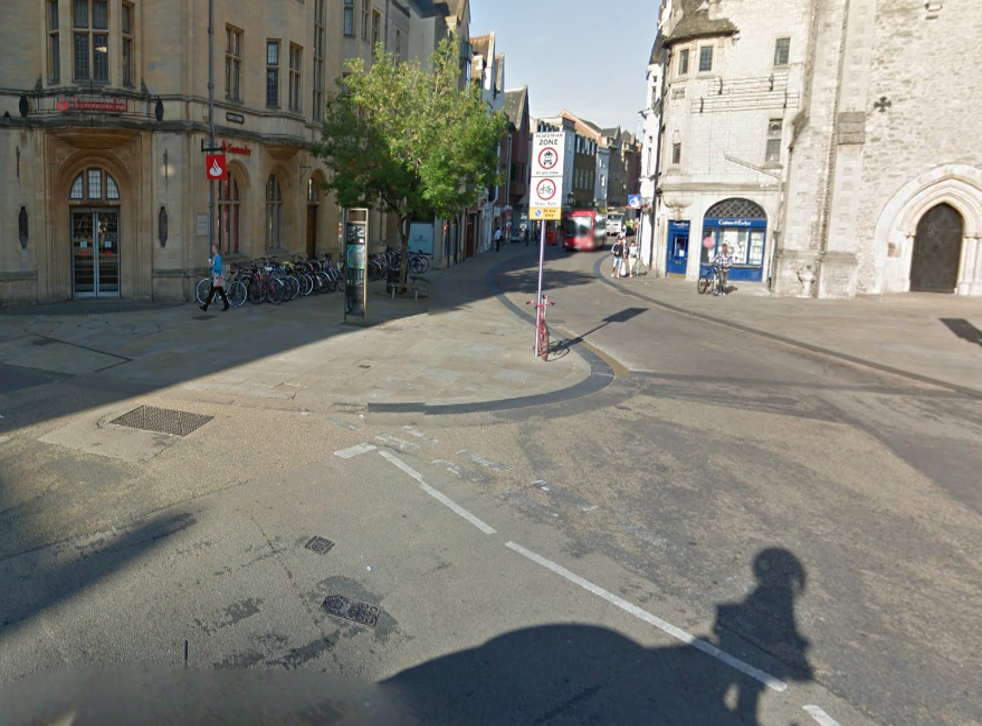 Mr Anderson was kicked off his bike as he rode along Oxford High Street on 25 October