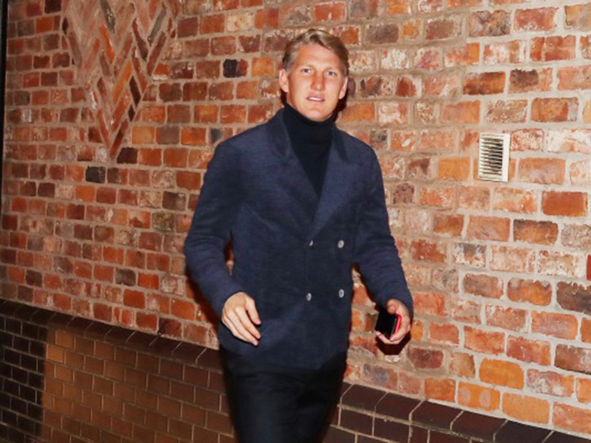 Schweinsteiger photographed outside the Piccolino restaurant in Hale