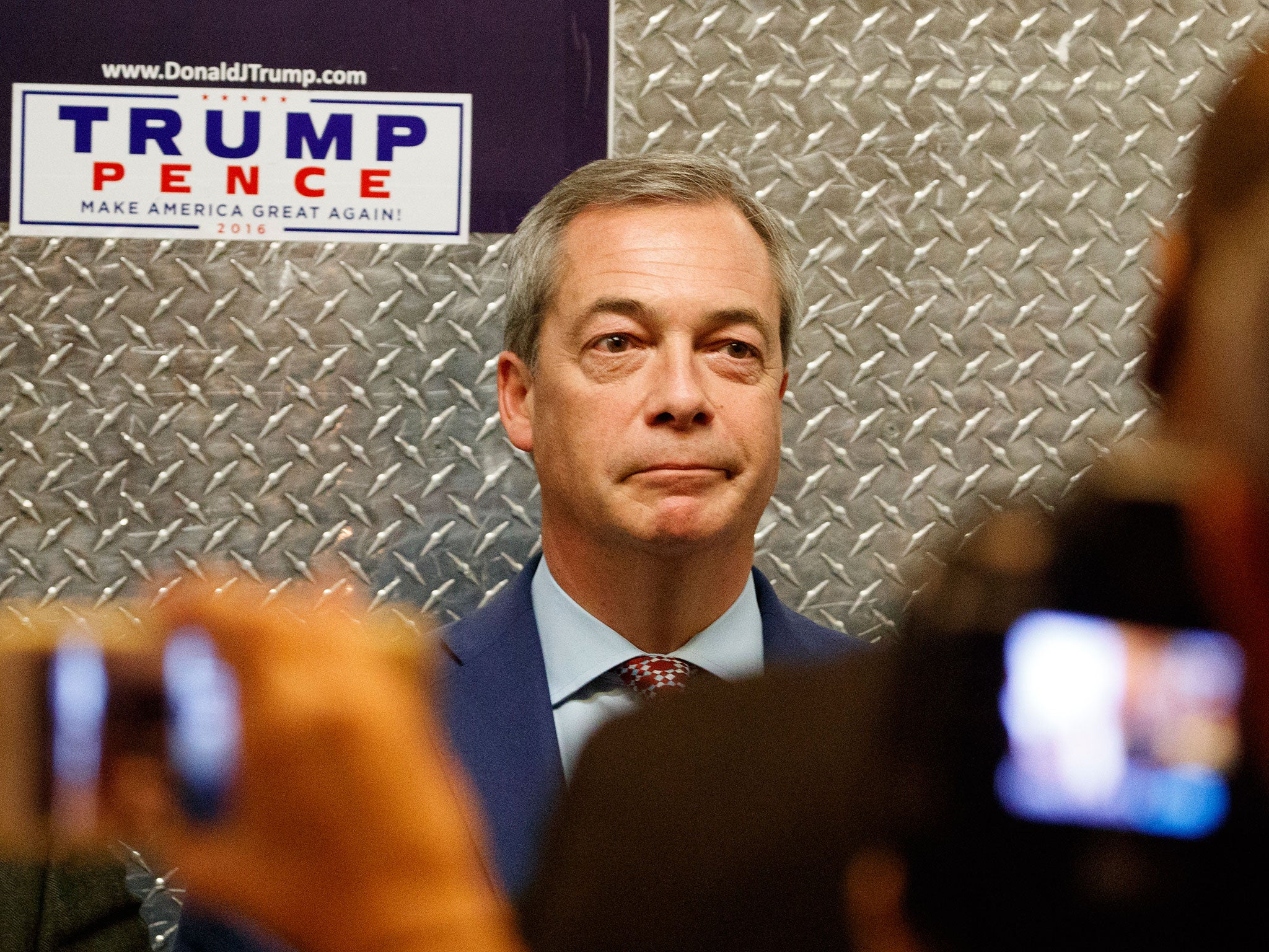 Nigel Farage arriving for meeting at Trump Tower in New York on 12 November