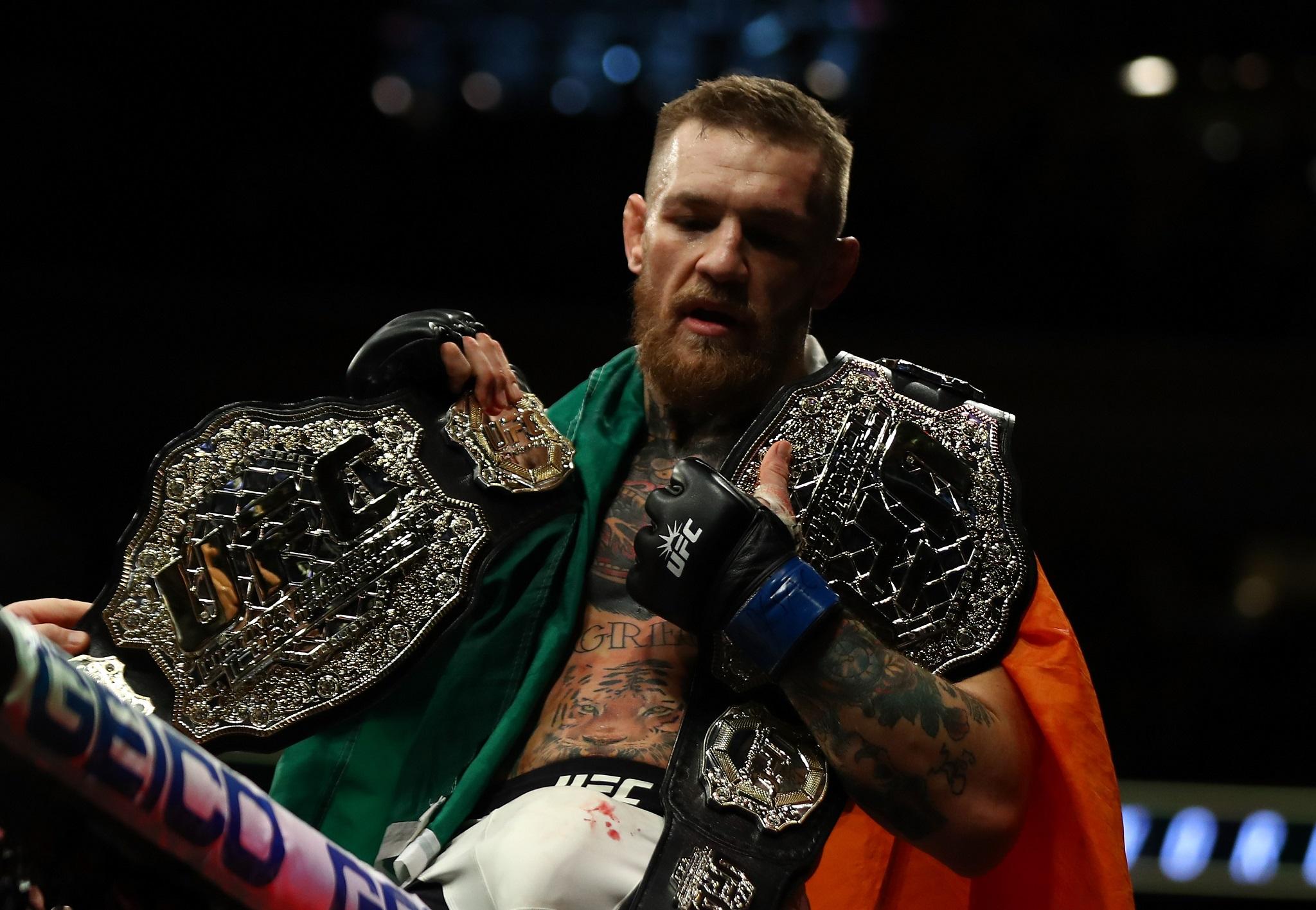 &#13;
McGregor beat Eddie Alvarez at UFC 205 to hold the lightweight and featherweight titles &#13;