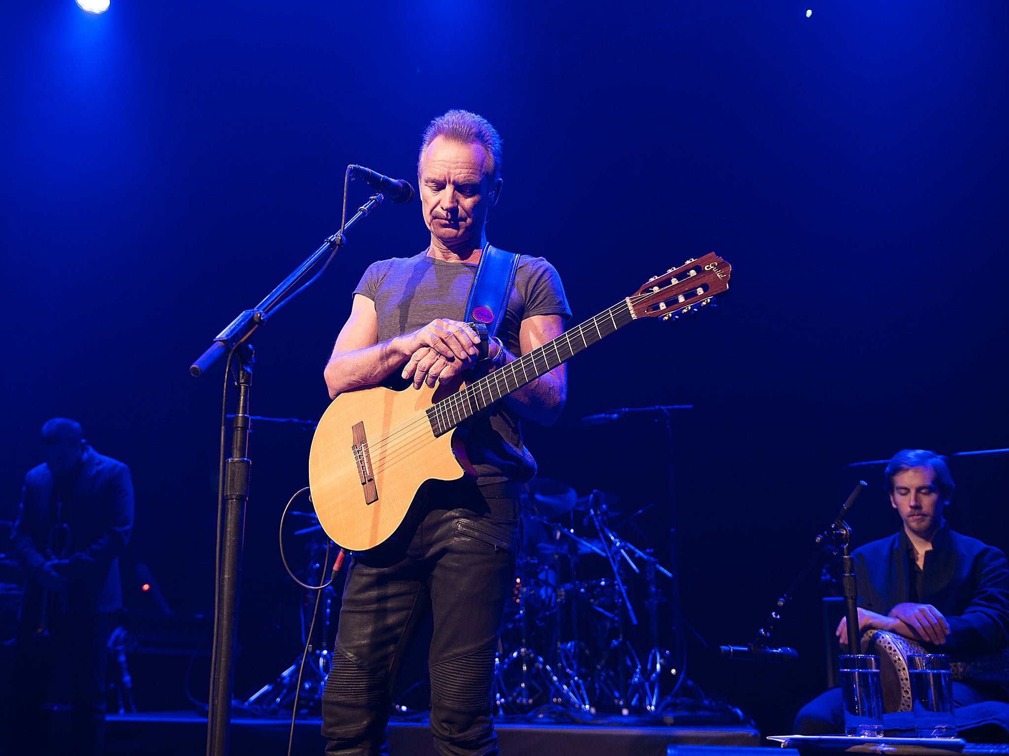 Sting performs at the Bataclan concert hall in Paris during the reopening concert to mark the first anniversary of the of the Paris terrorist attacks