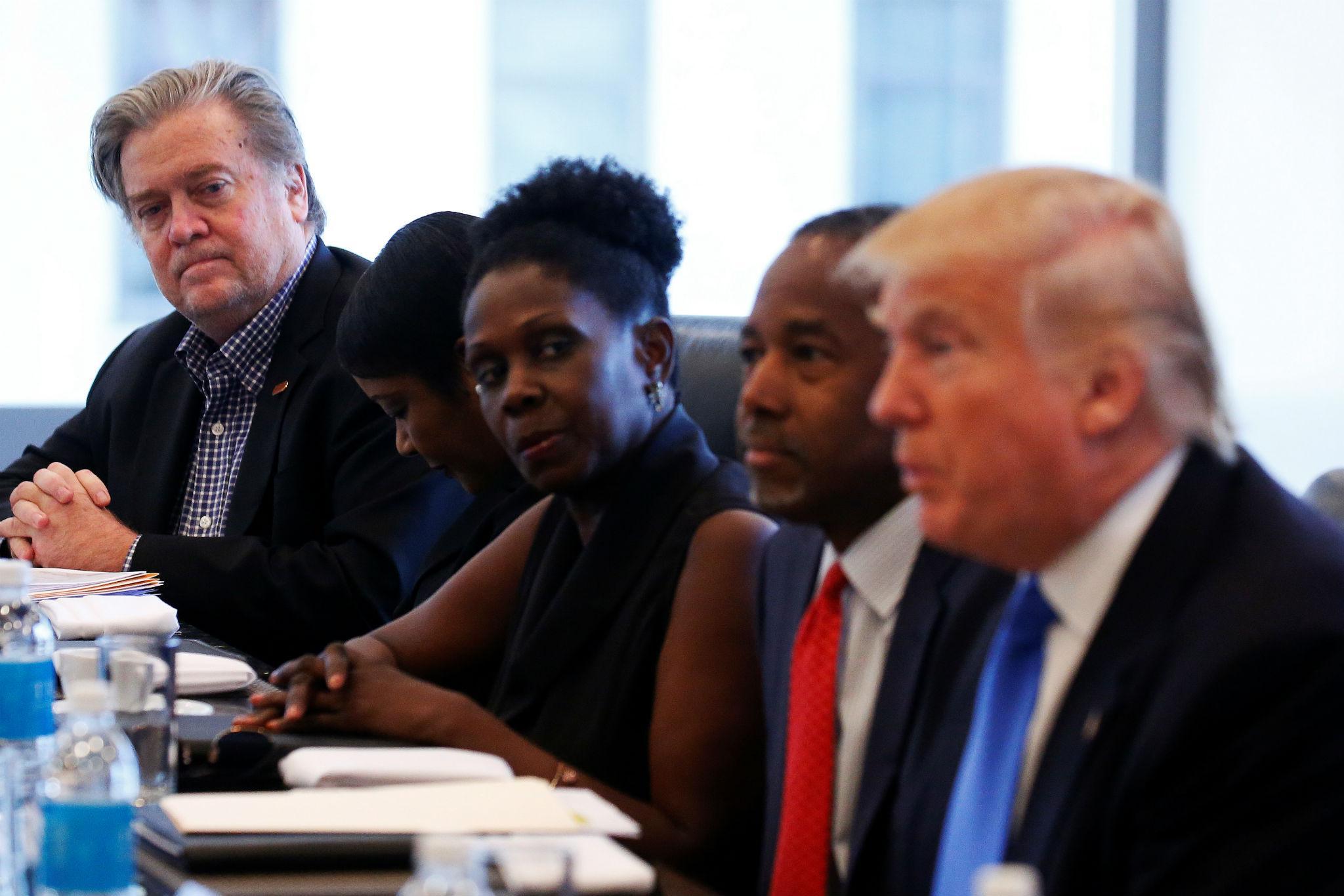 Donald Trump with Bannon who has put his filmmaking on the back burner while he assists the President