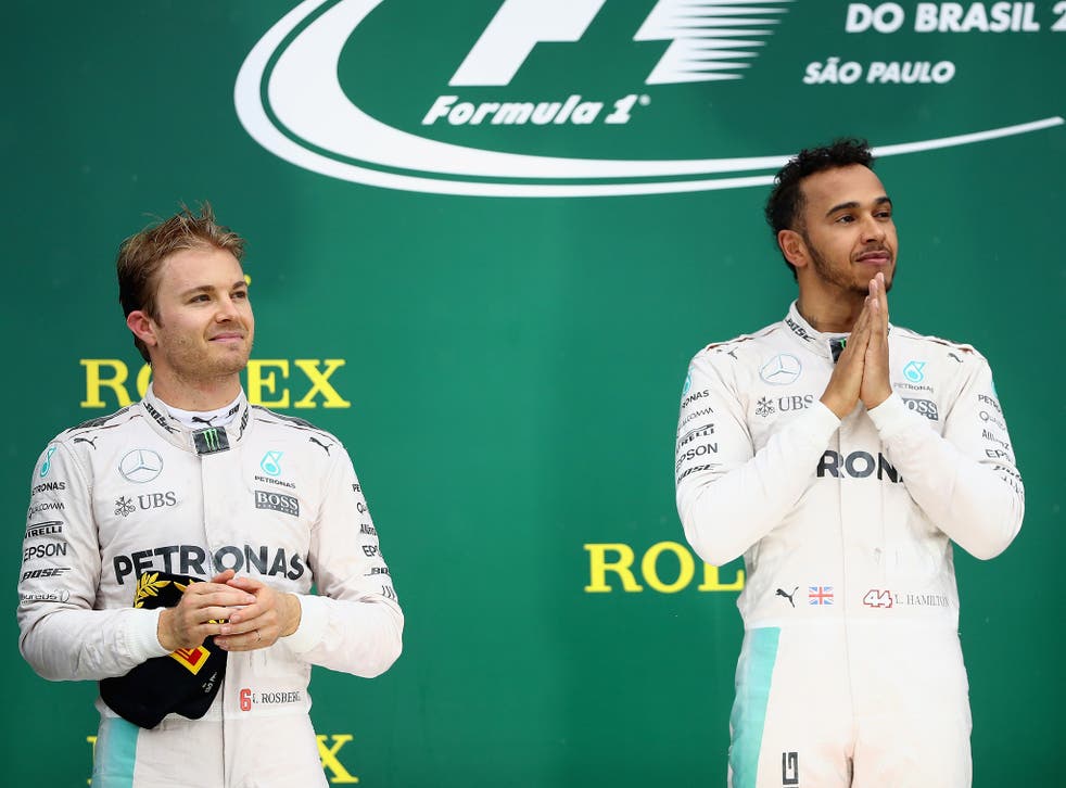 Rosberg, left, only needs to a top three finish in Abu Dhabi to secure the championship