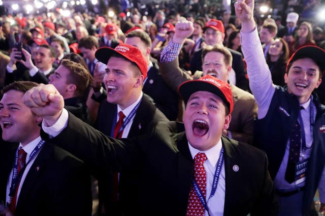Trump supporters celebrate his victory on US election night