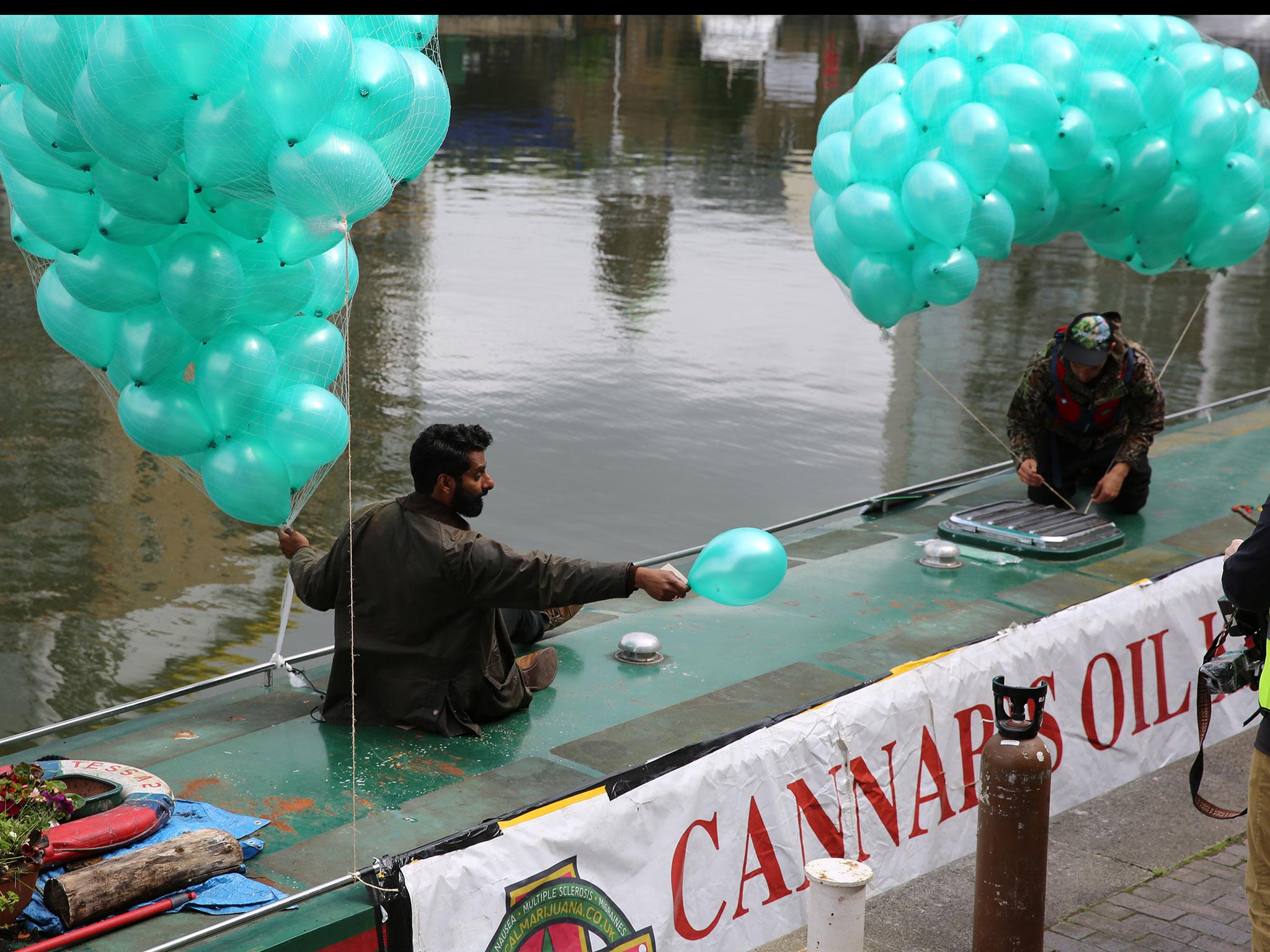 Krishna Andavolu onboard a boat protesting against the UK's marijuana laws. (Viceland)