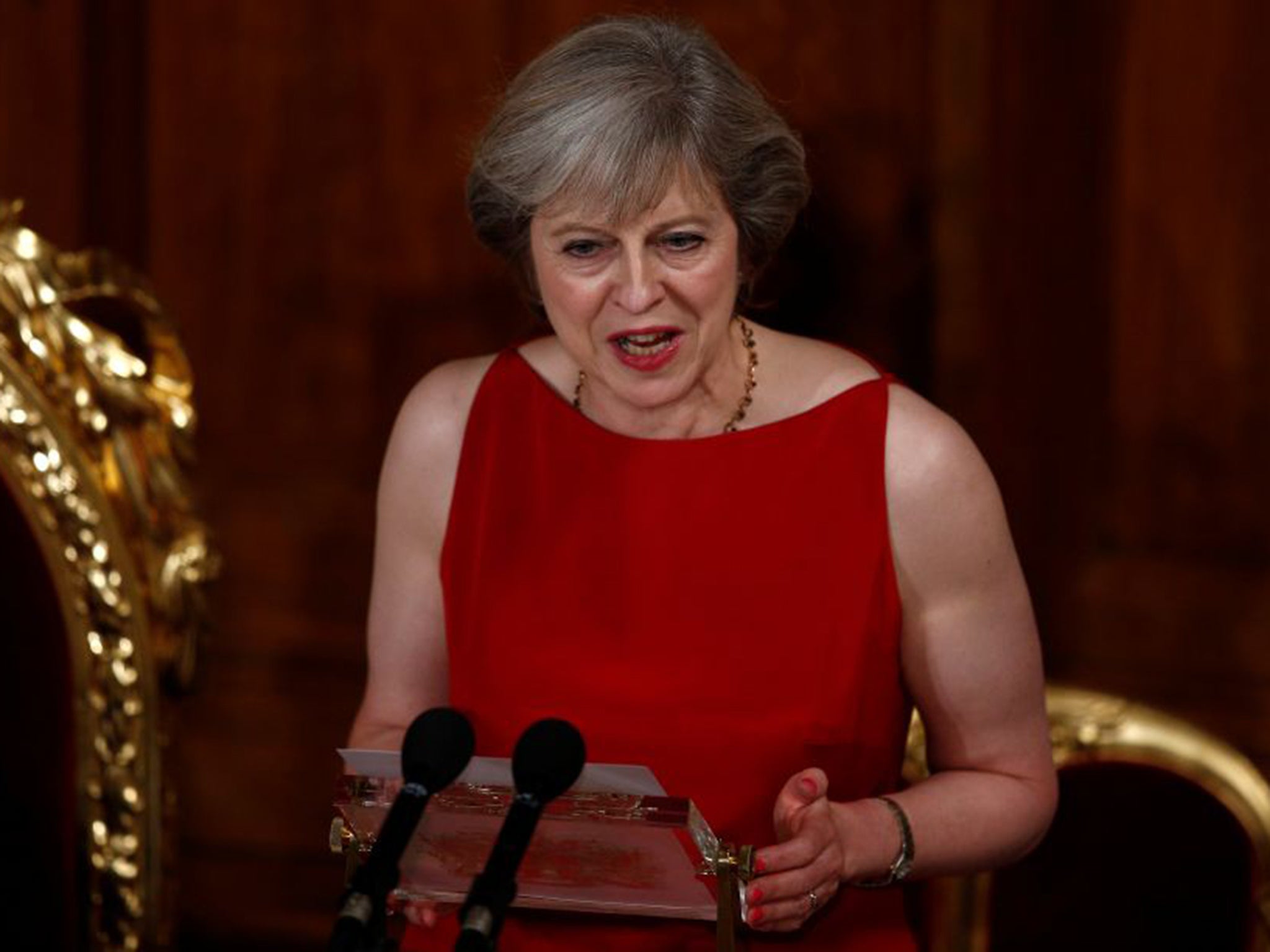 Theresa May delivers the Mansion House speech at the Guildhall in London last night