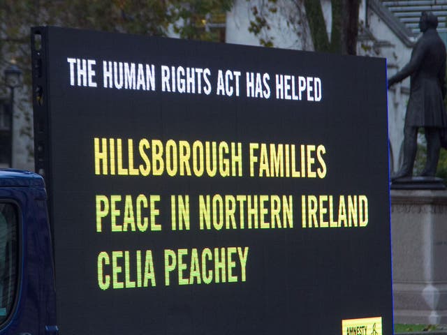 An advertisement run by Amnesty International to save the Human Rights Act, 15 November, 2016