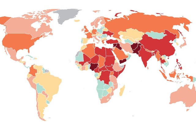 The index measures the impact of terrorism on the world and on specific countries