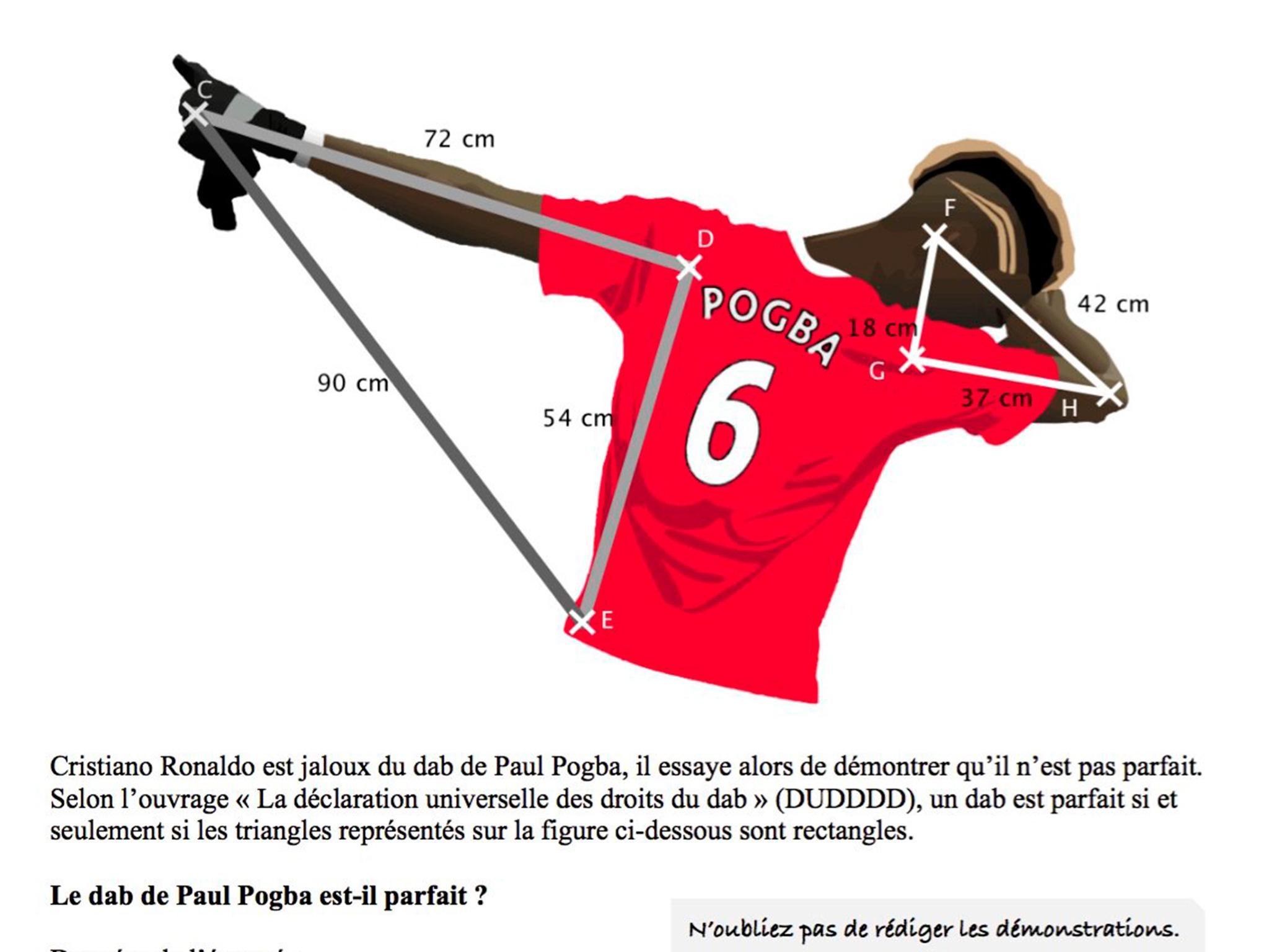 The maths question based on Pogba's 'dab', devised by a French teacher