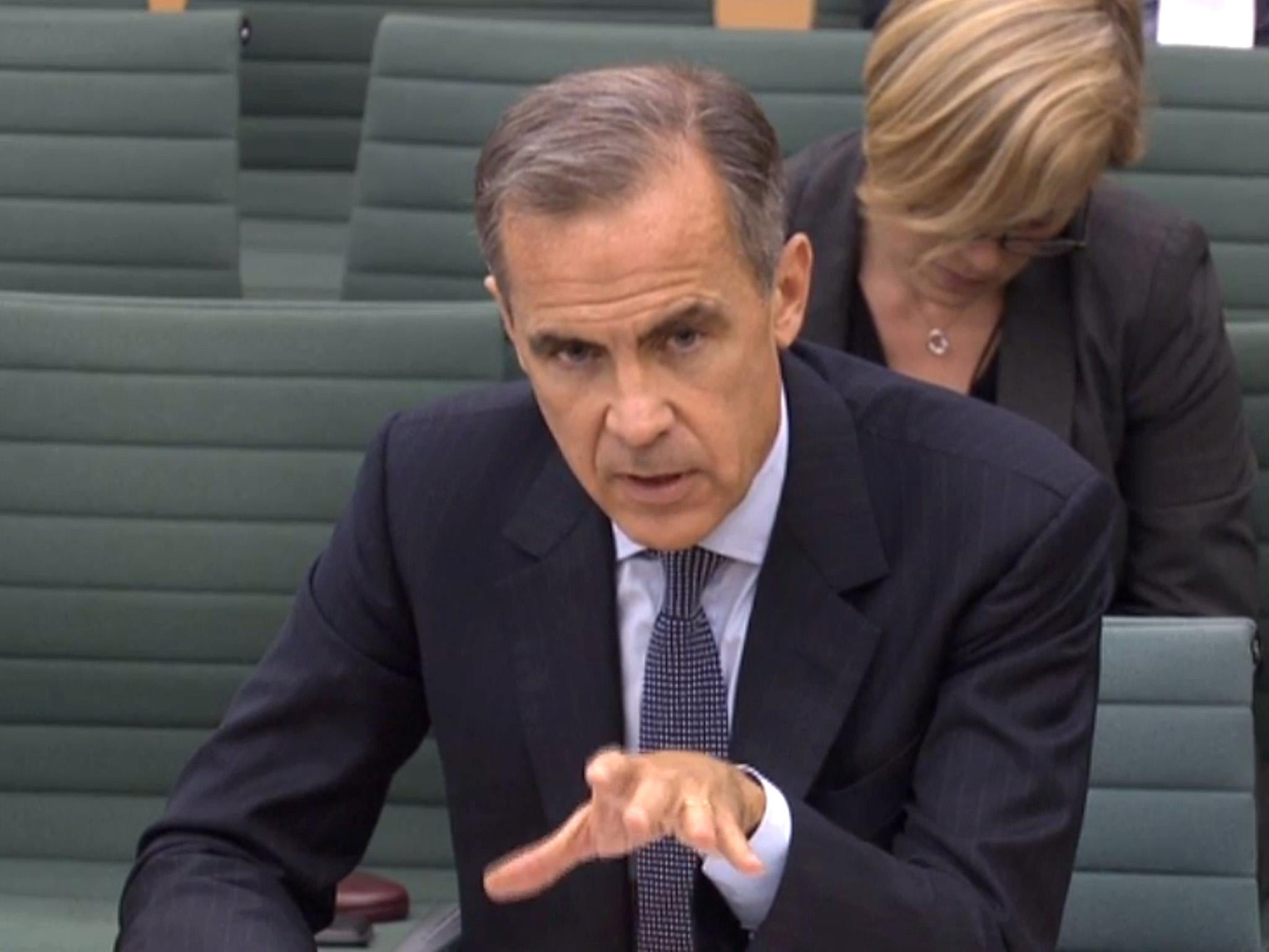 Governor Mark Carney giving evidence to the UK Parliament's Treasury Committee