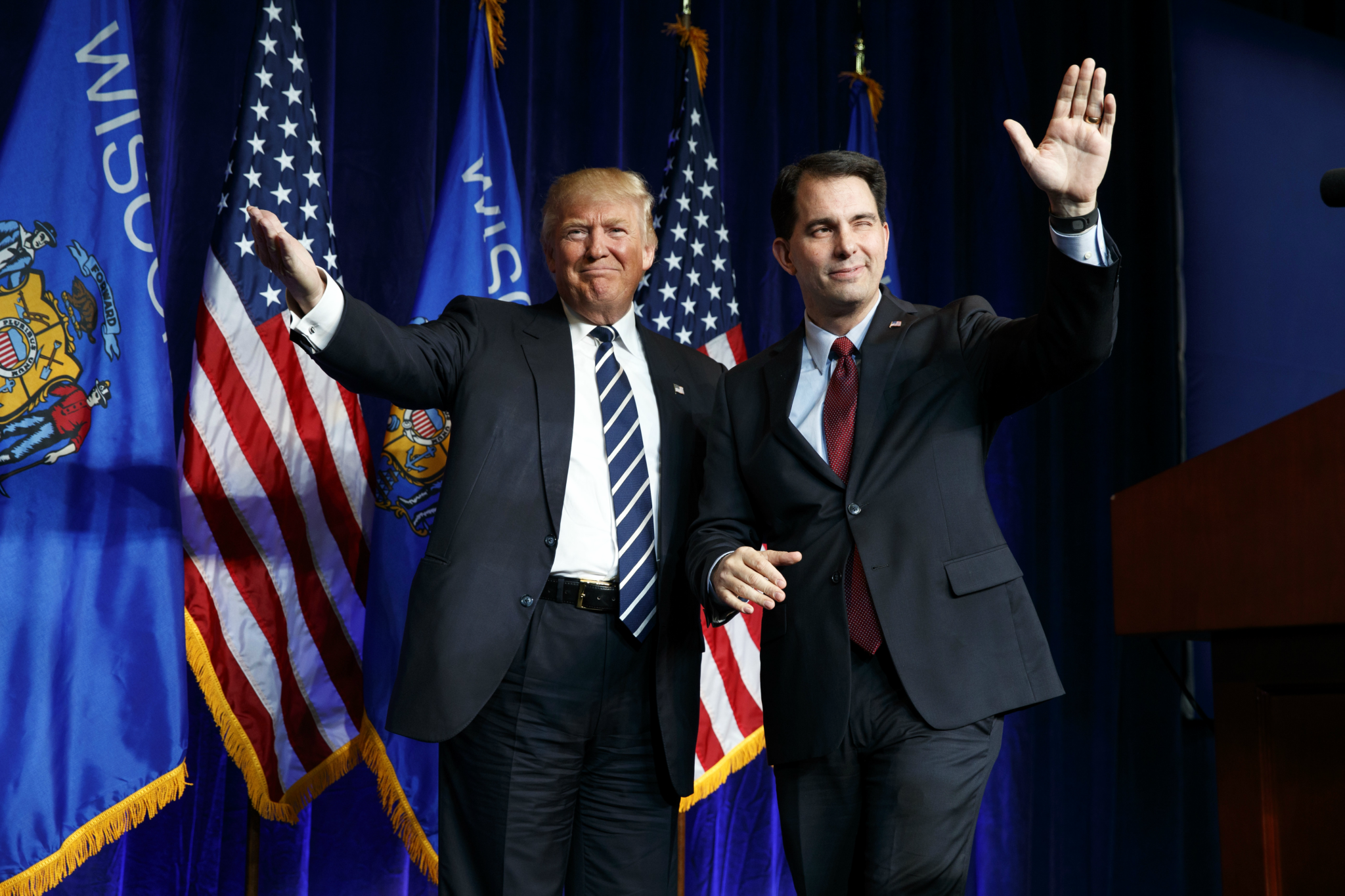 Scott Walker (right) warned the result was a 'wake up call for Republicans in Wisconsin'