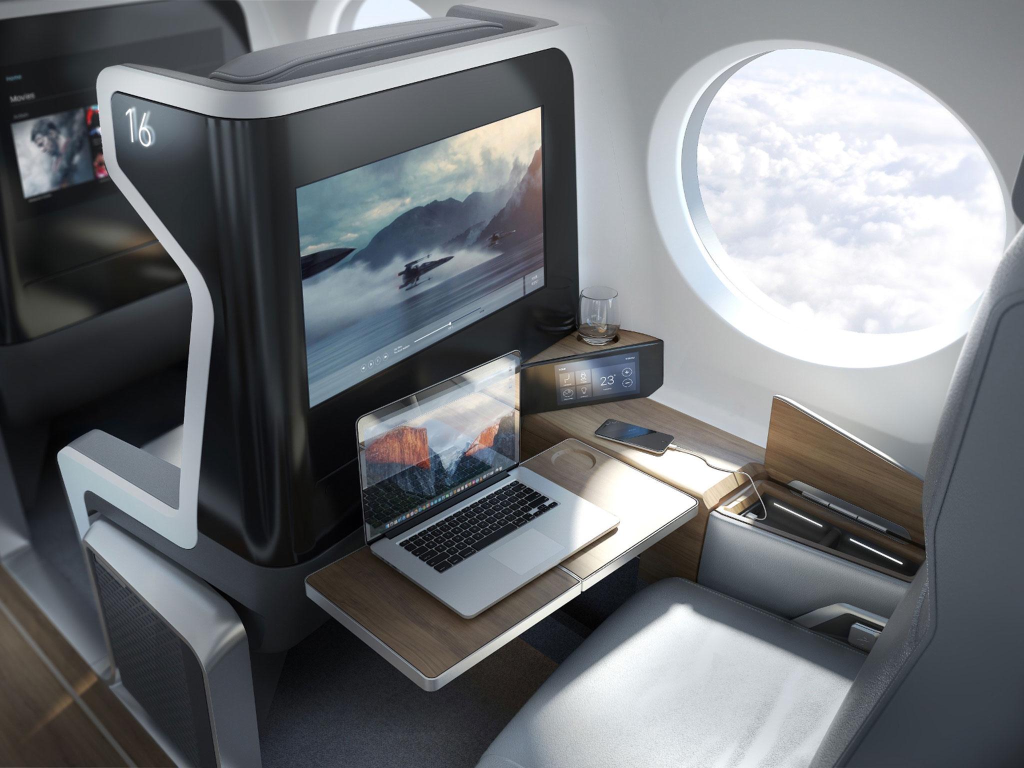 The planned interior of a Boom supersonic plane