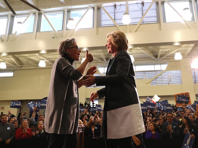 Senator Barbara Boxer campaigning with Democratic nominee Hillary Clinton in Oakland, California