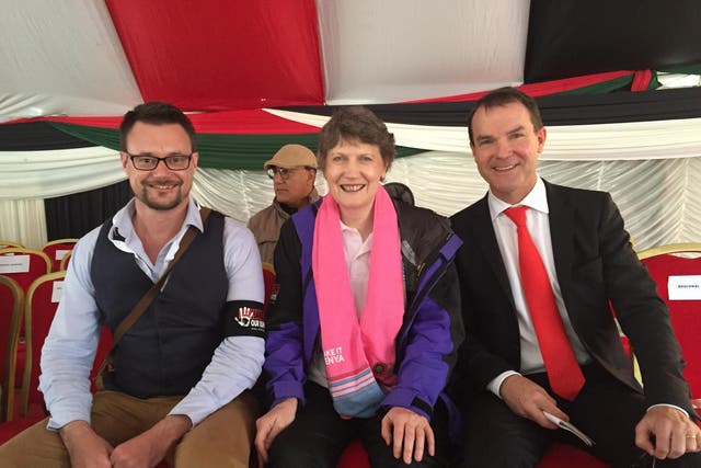 Helen Clark with Paul Harrison (left) of the UNDP and John Scanlon of CITES
