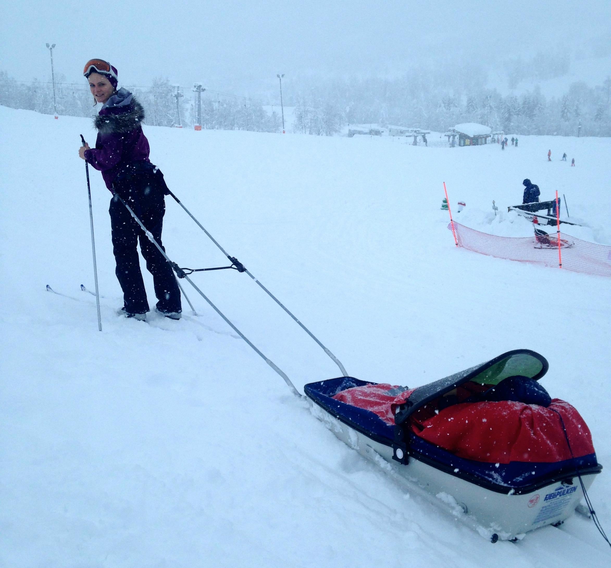 Nordic skiing with a child in tow is no easy feat 