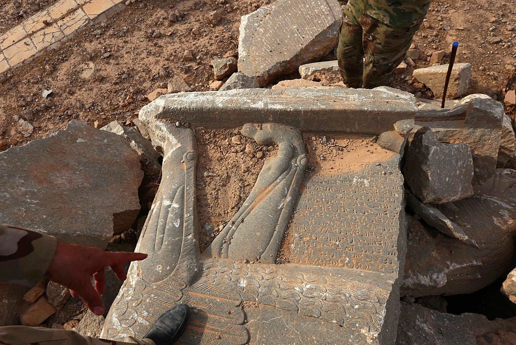 Intricate temple friezes have been bulldozed by Isis at Nimrud