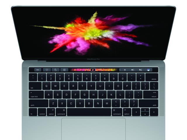 The MacBook Pro has a new Touch Bar underneath the screen