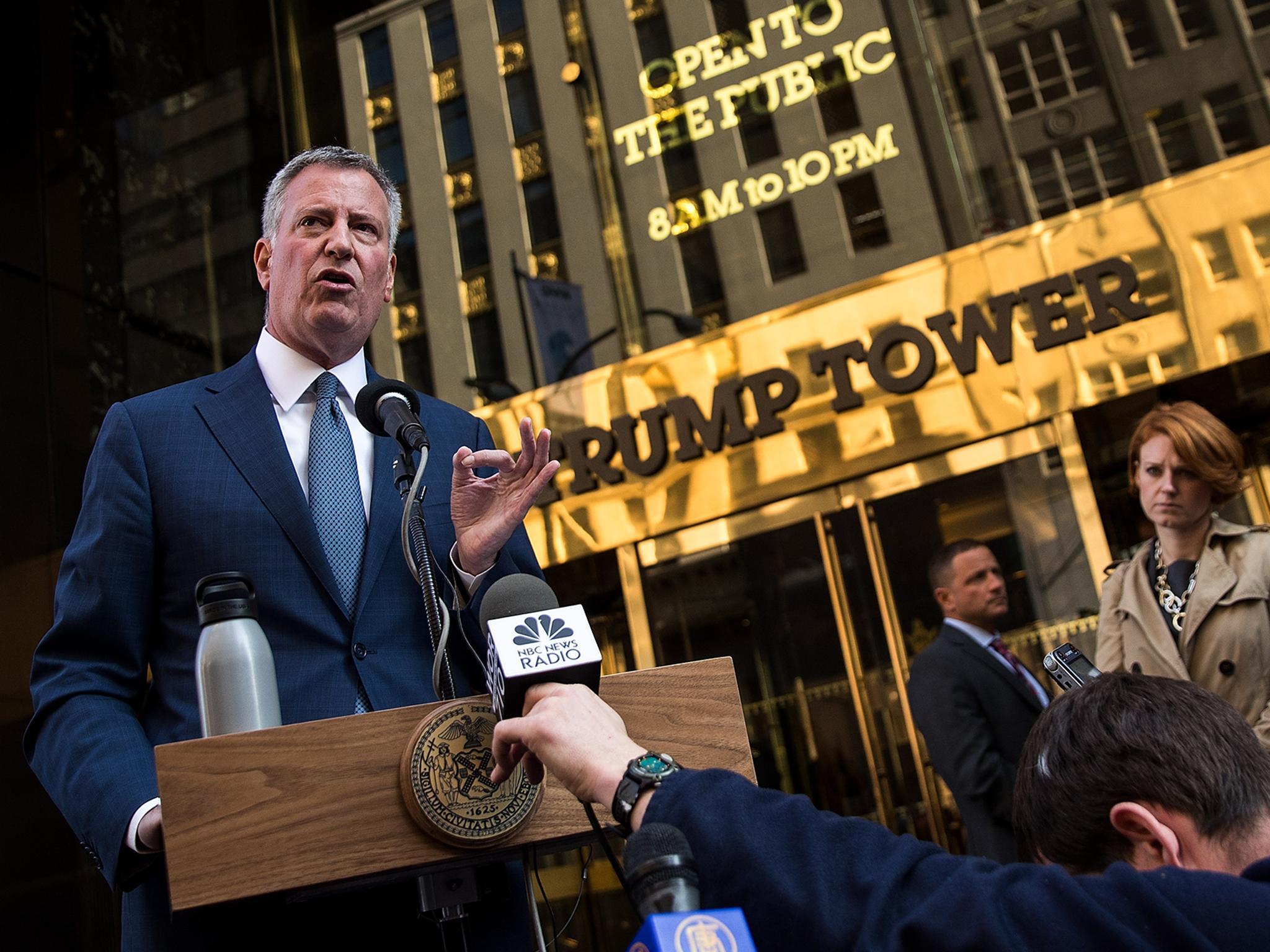 New York mayor Bill de Blasio said he refused to "tear families apart" after meeting Donald Trump at Trump Tower