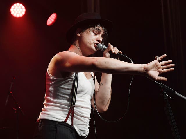 British singer-songwriter Pete Doherty performs on stage at the Bataclan
