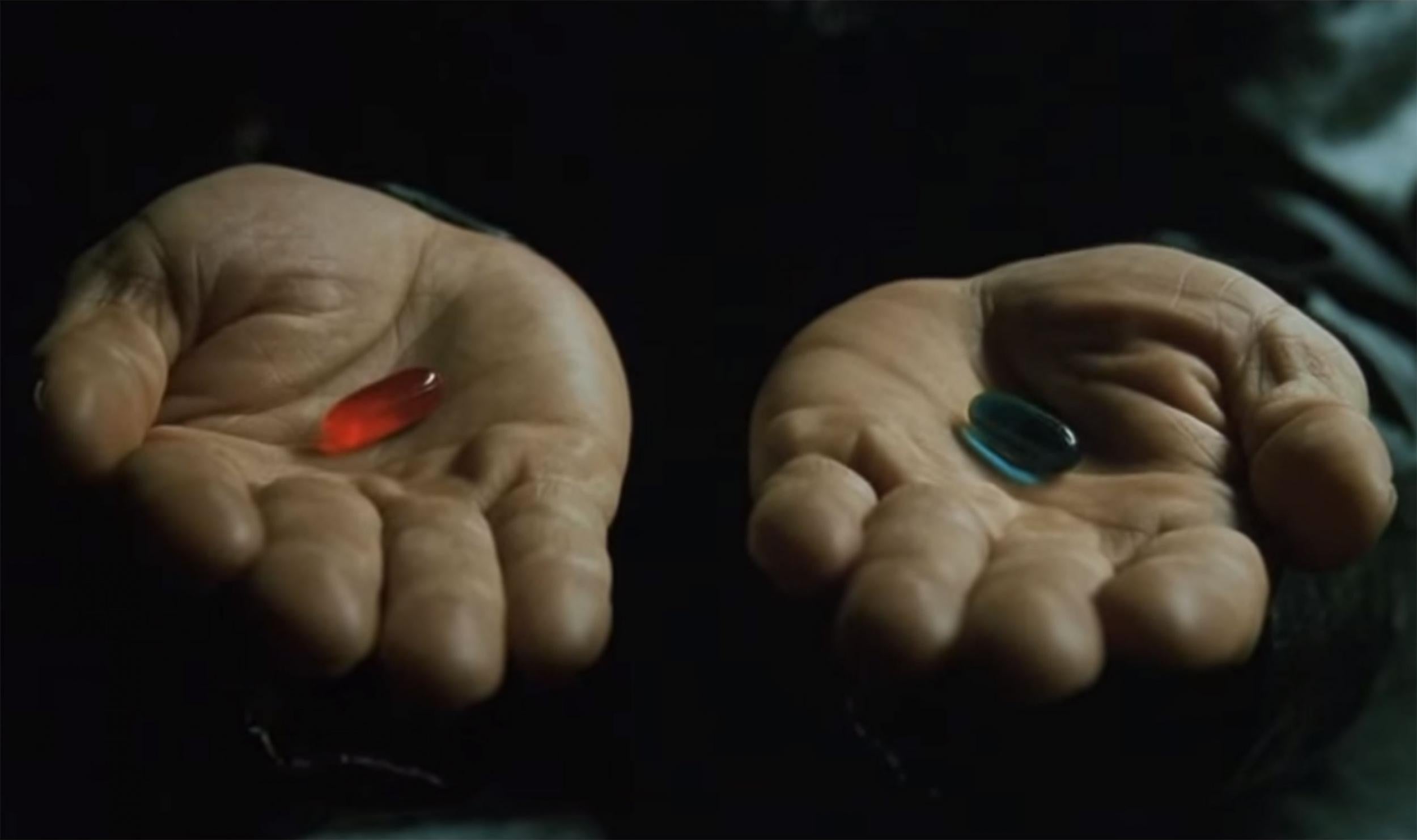 red and blue pill in the matrix