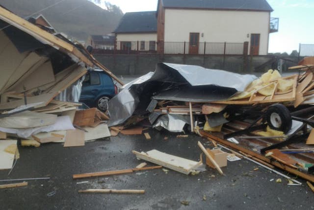 A sample of the damage at Clarach caravan park near Aberystwyth in West Wales
