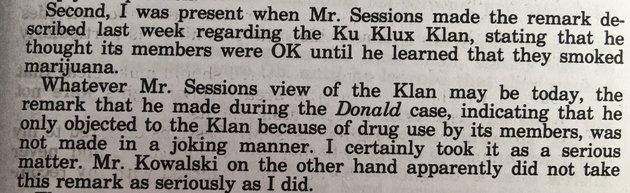 The current Alabama senator said his defence of the KKK was not meant seriously