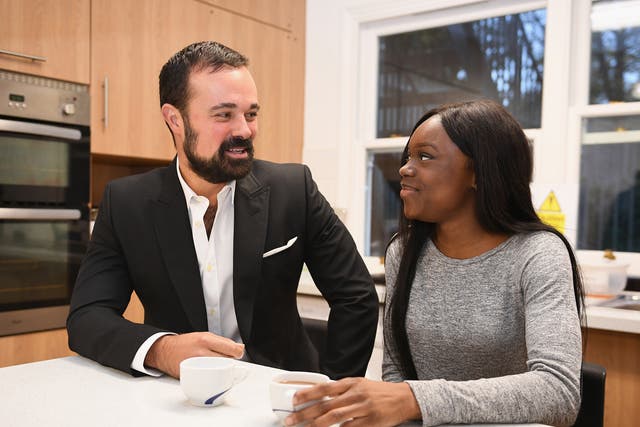 Evgeny Lebedev, owner of The Independent, with Centrepoint resident Kumba Kpakima