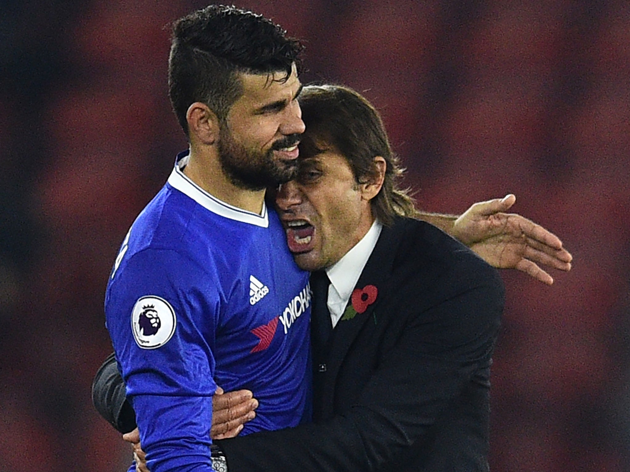Costa's form has helped Conte's Chelsea rise up the Premier League table