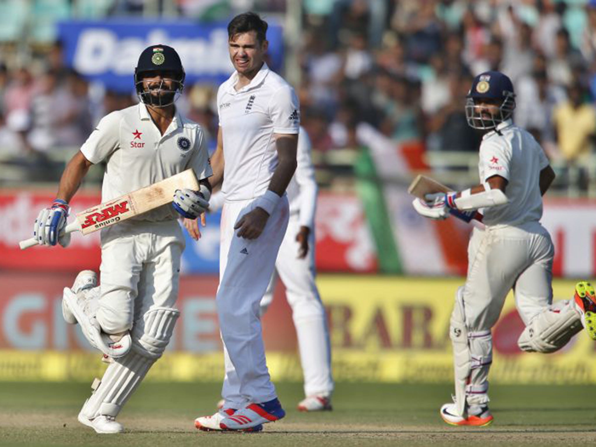 Kohli has often been England's bunny but he ended the day unbeaten with a half-century