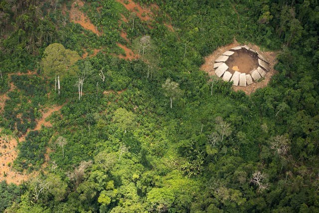 An uncontacted Yanomami settlement in northern Brazil