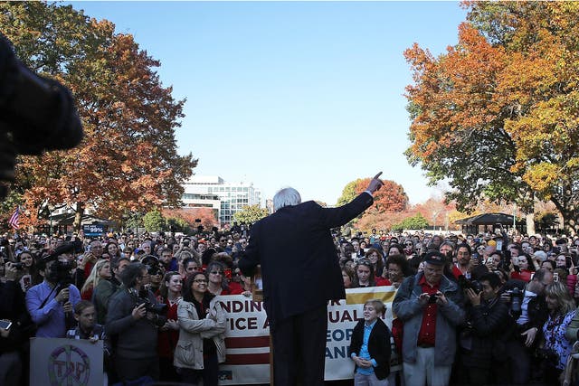 Bernie Sanders speaks during a rally on Capitol Hill in Washington DC on Thursday