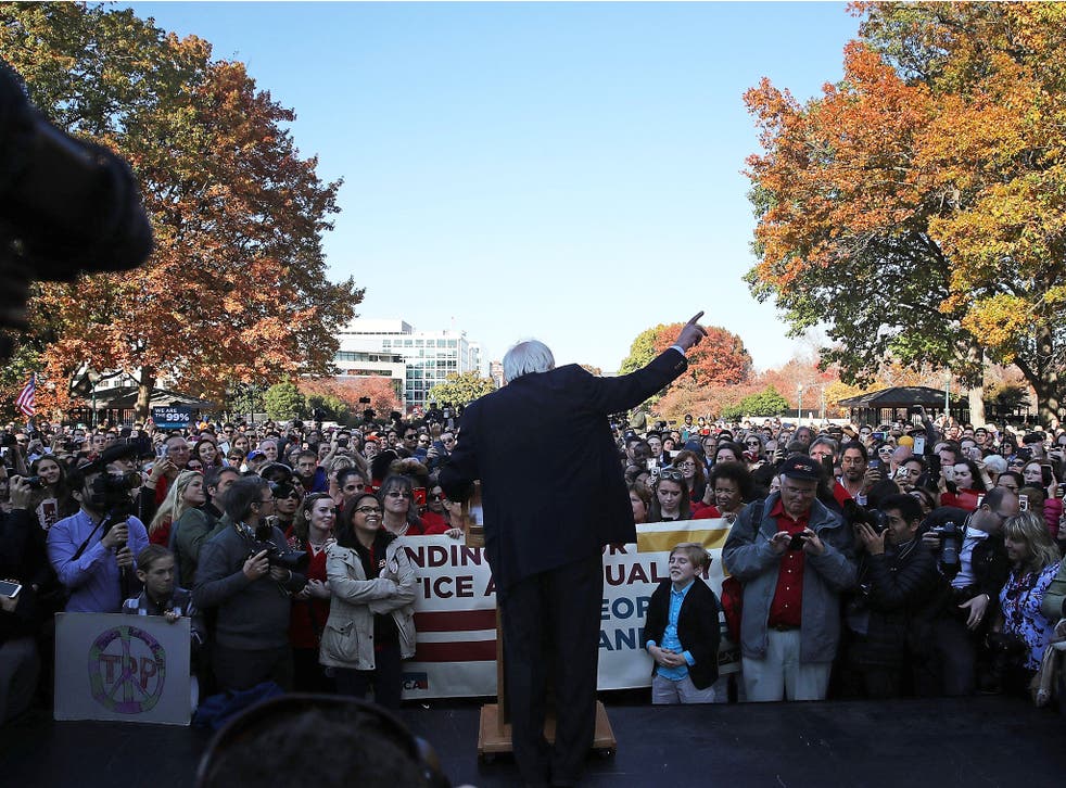 Bernie Sanders speaks during a rally on Capitol Hill in Washington DC on Thursday