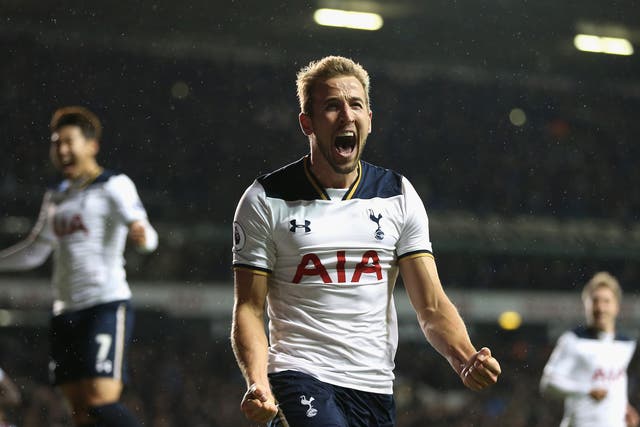 Kane celebrates his stoppage time penalty which gave the hosts three points